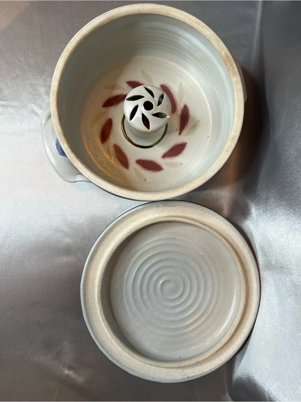 Handmade Ceramic Blue & Cream Covered Casserole Dish